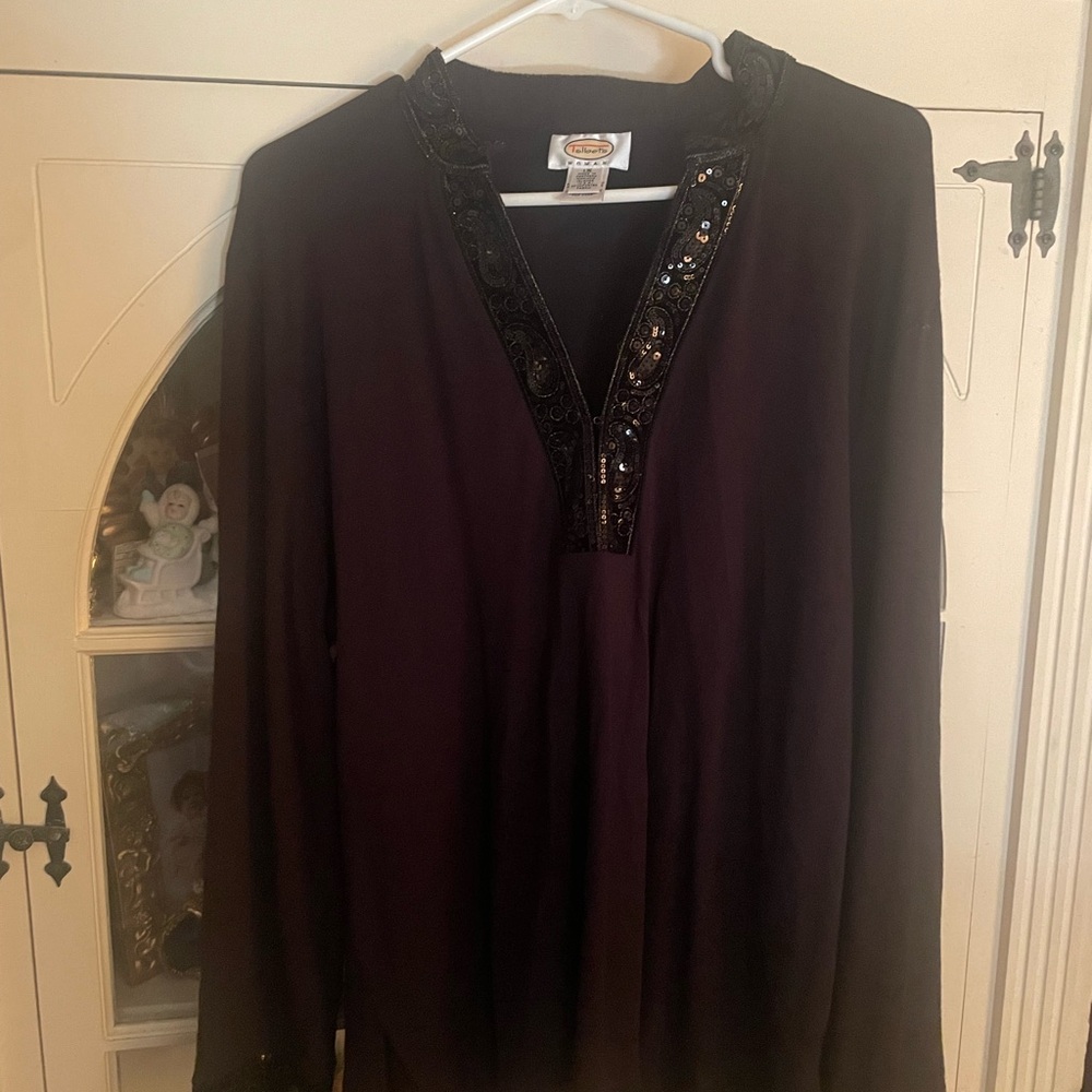 Talbots Brown Sequin Detail Top 1X